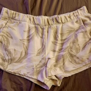 Z Supply Feather Print Women's Shorts - Cream and Gray